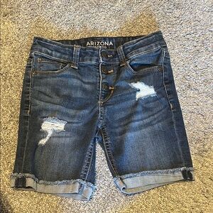 Arizona Jean Company Blue Jean Shorts with Distressed Details